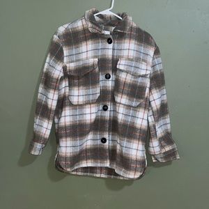 Plaid button up, women’s small, natural colored